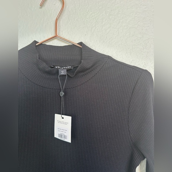 Whistles | Black Rib Polo Jersey Dress - Picture 4 of 8